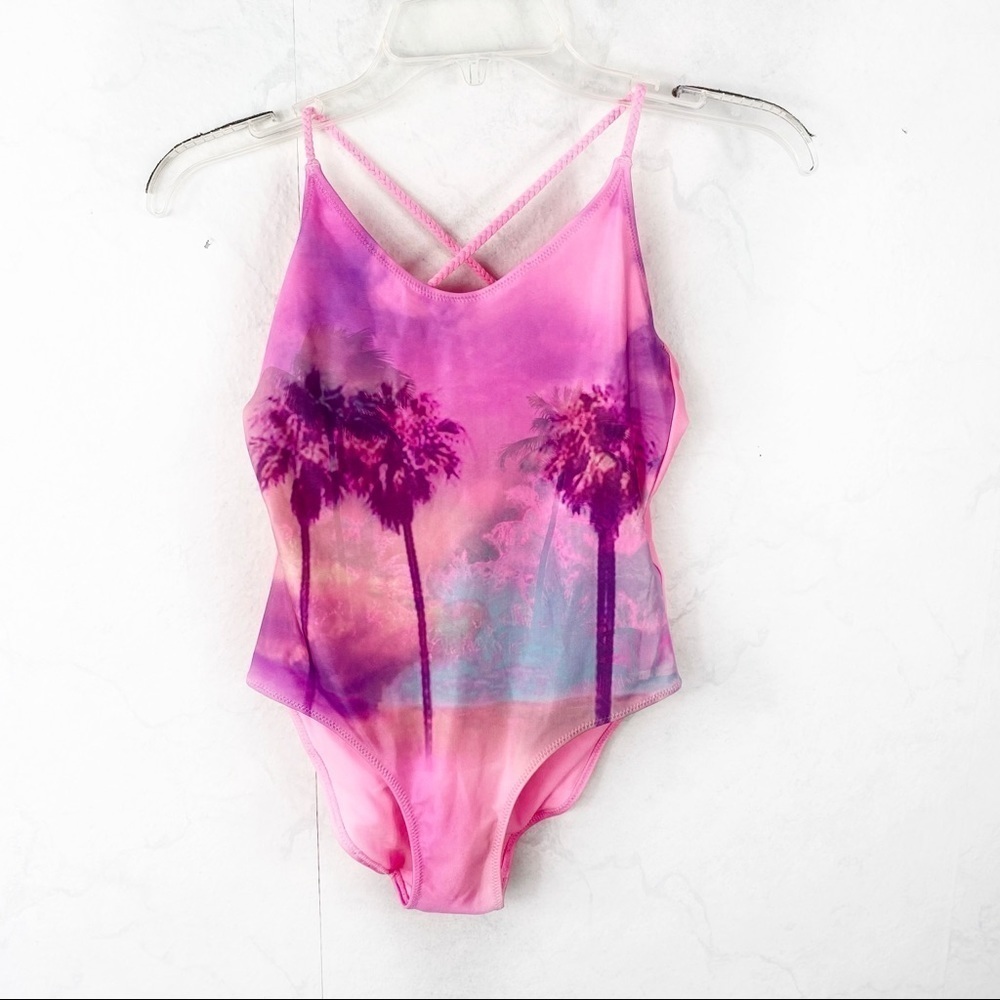 [H&M] Pink Palm Trees One Piece